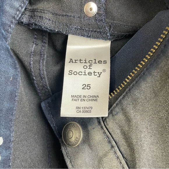 Articles of Society Gunmetal Gray Waxed Finish Skinny Jeans Women’s Size 25 - Picture 7 of 9